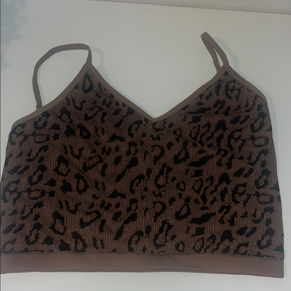 Bozzolo Brown Animal Print Crop Top